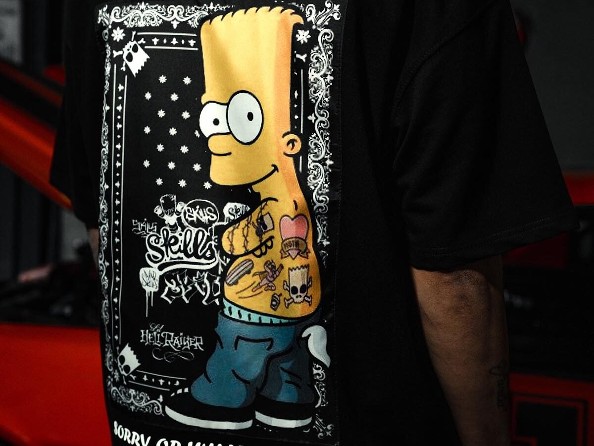 The Simpsons Patched Oversize Black T-Shirt