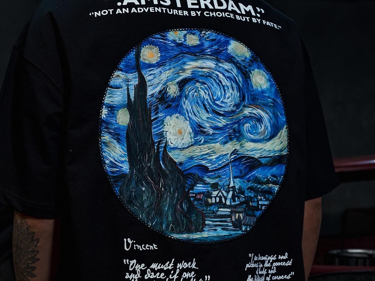 Amsterdam Van Gogh Printed Oversize Black T-Shirt