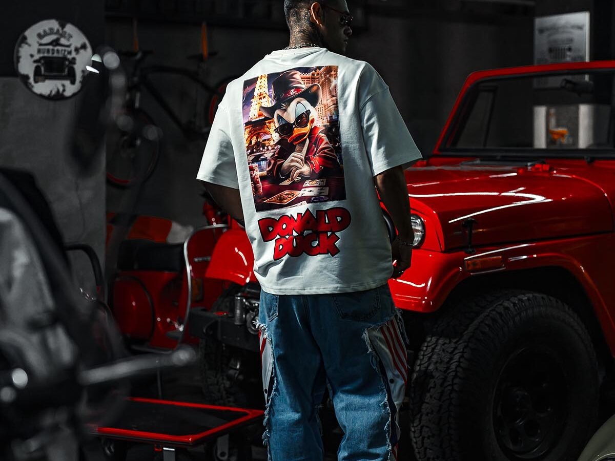 Donald Duck Patched Oversize White T-Shirt