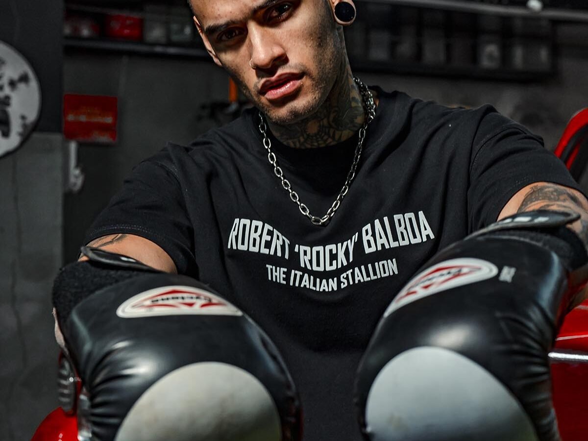 Robert Rocky Balboa Printed Oversize Black T-Shirt
