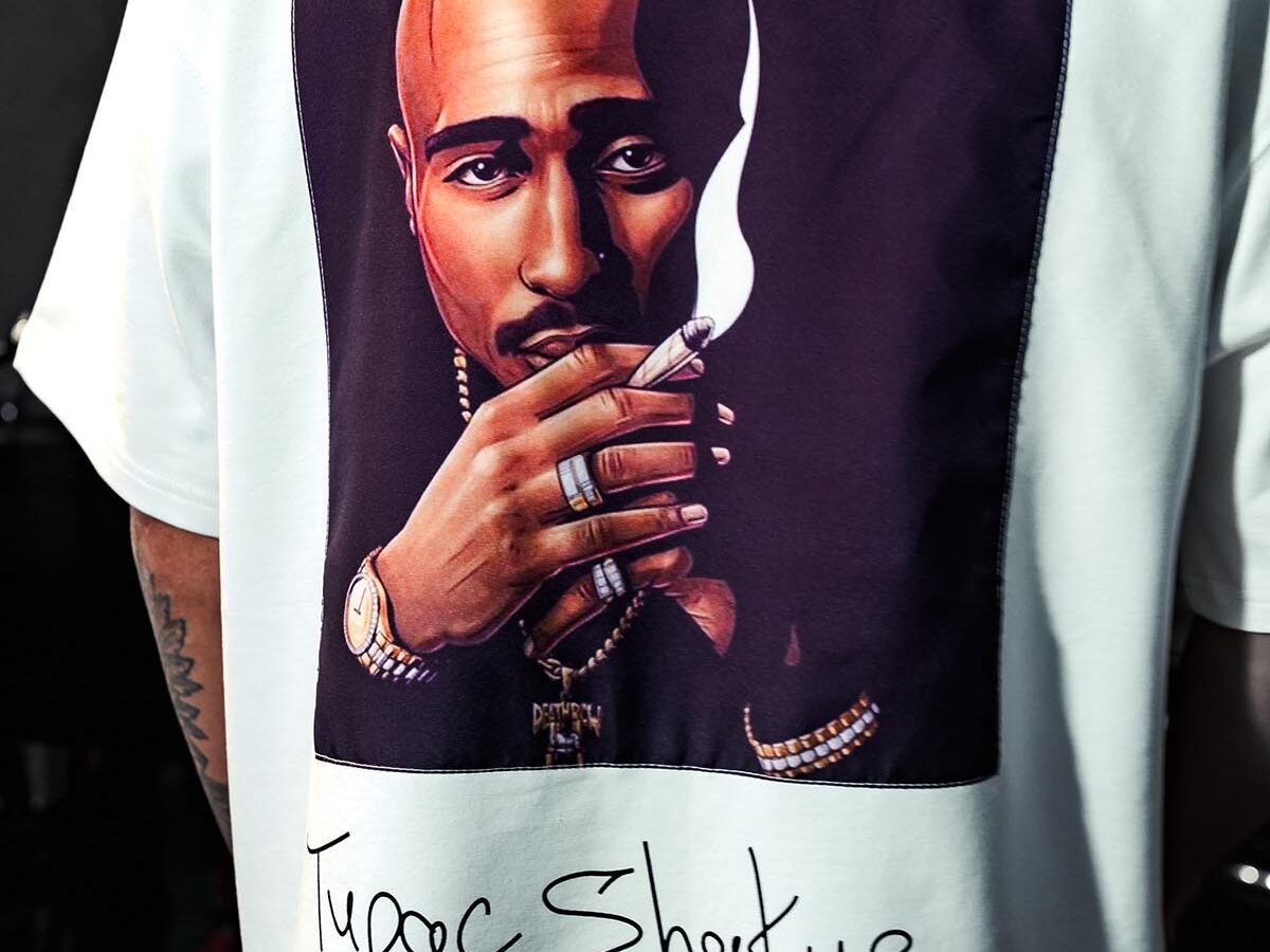 Tupac Contour Printed Oversize White T-Shirt