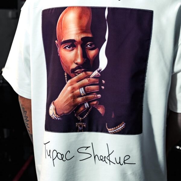 Tupac Contour Printed Oversize White T-Shirt