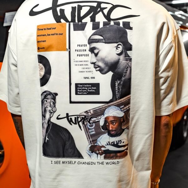 Tupac I See Patched Oversize White T-Shirt