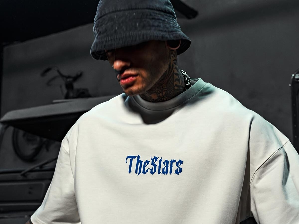 TheStars Bird Printed Oversize White T-Shirt