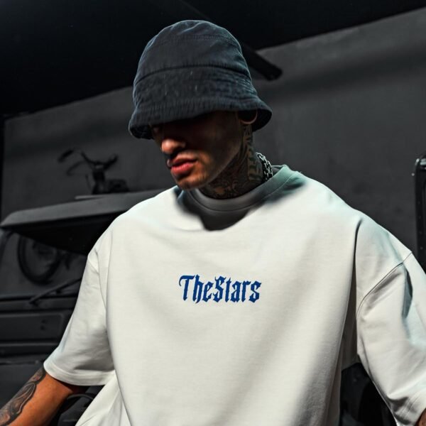 TheStars Bird Printed Oversize White T-Shirt