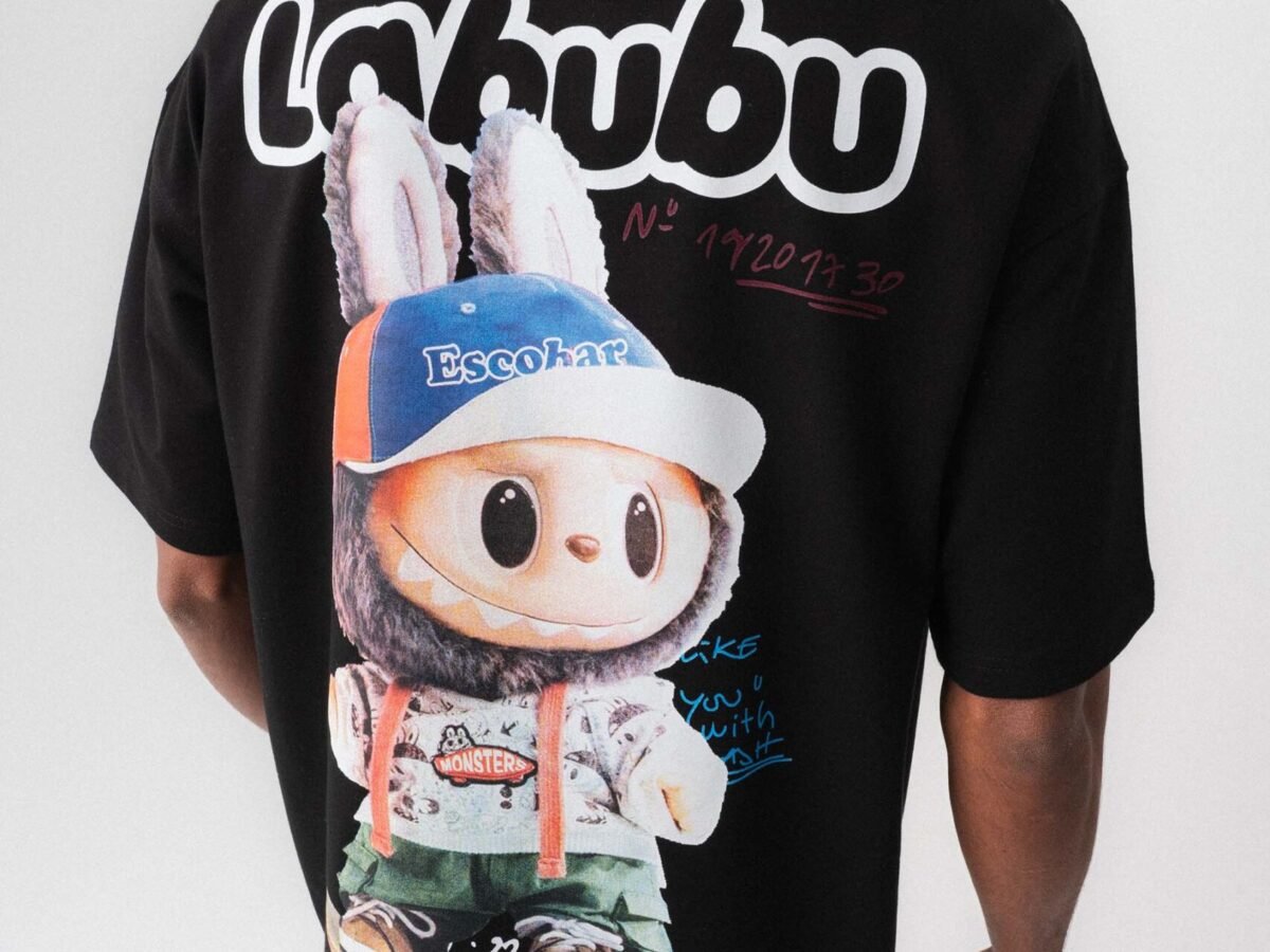 Labubu Siyah Oversize Baskılı T-Shirt