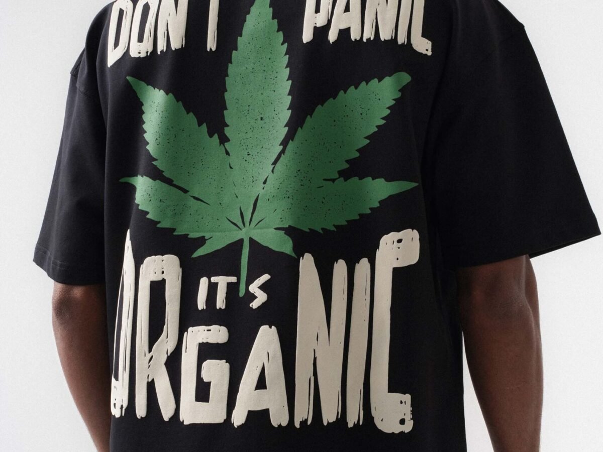 Don't Panic It's Organic Siyah Oversize Baskılı T-Shirt