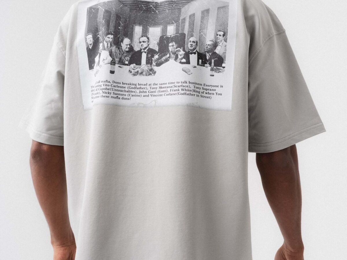 The Dons Of All Mafia Gri Oversize Baskılı T-Shirt