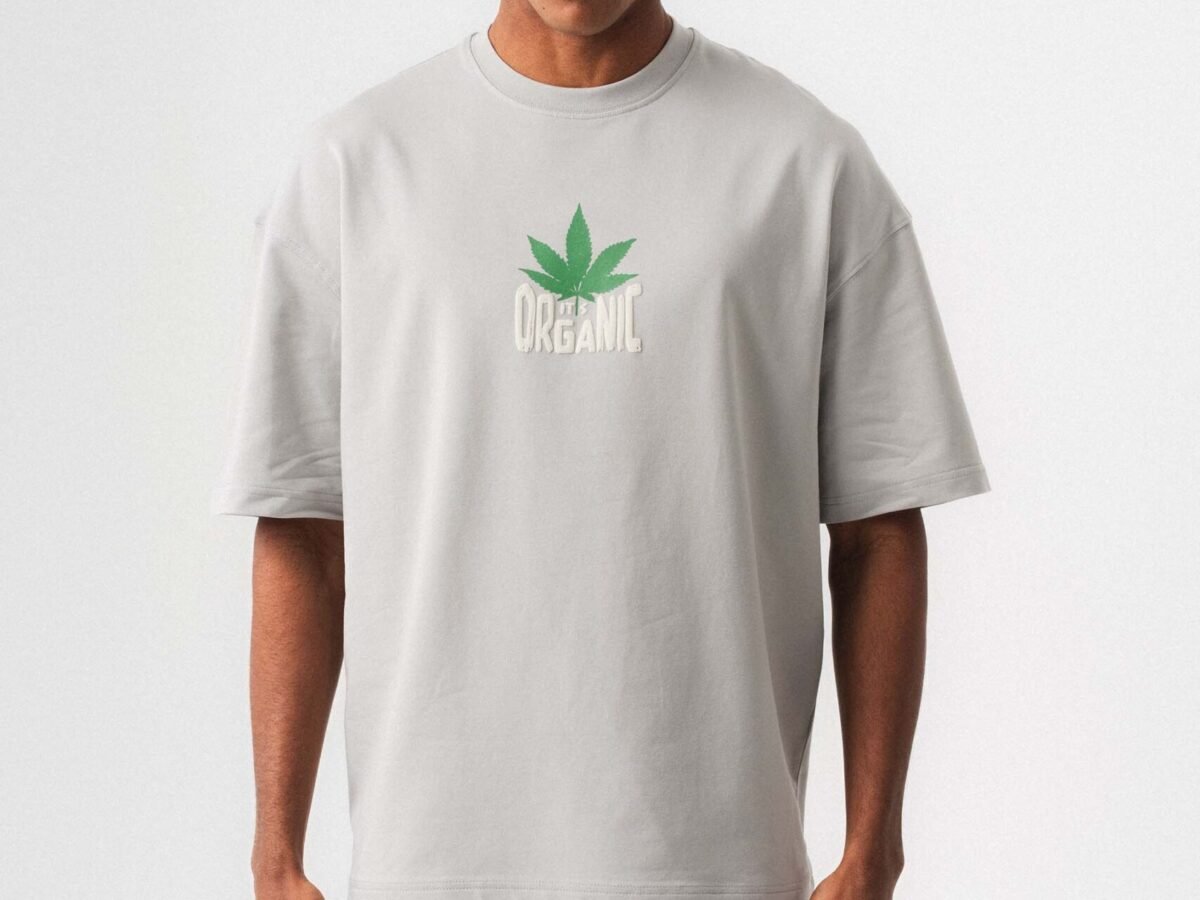 Don't Panic It's Organic Gri Oversize Baskılı T-Shirt