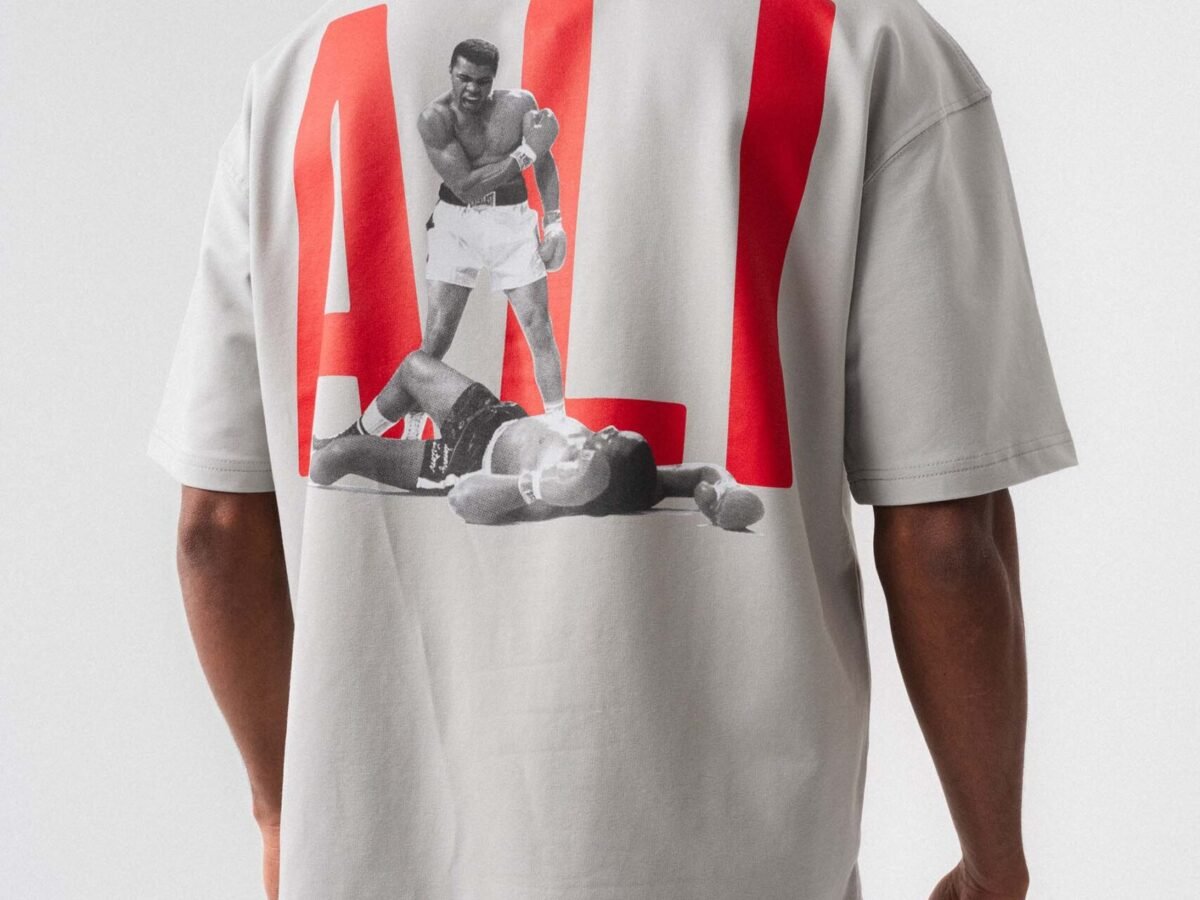 Muhammed Ali Gri Oversize Baskılı T-Shirt