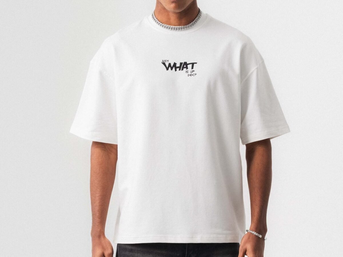 Just What Is Up Doc Beyaz Oversize Baskılı T-Shirt