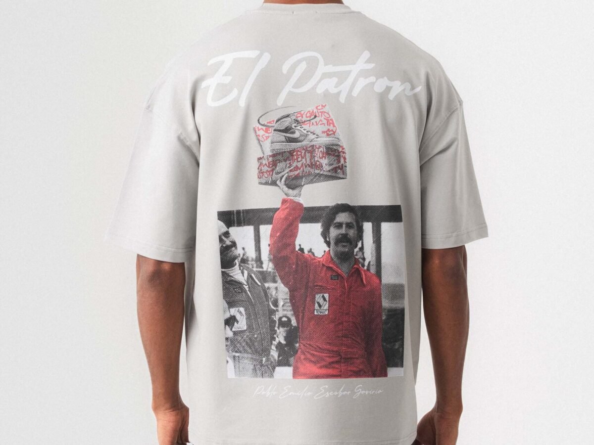 El Patron Gri Oversize Baskılı T-Shirt