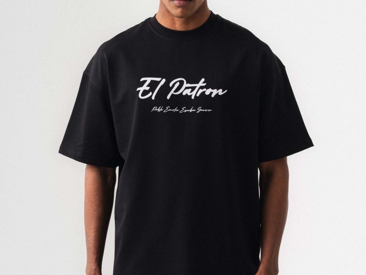 El Patron Siyah Oversize Baskılı T-Shirt
