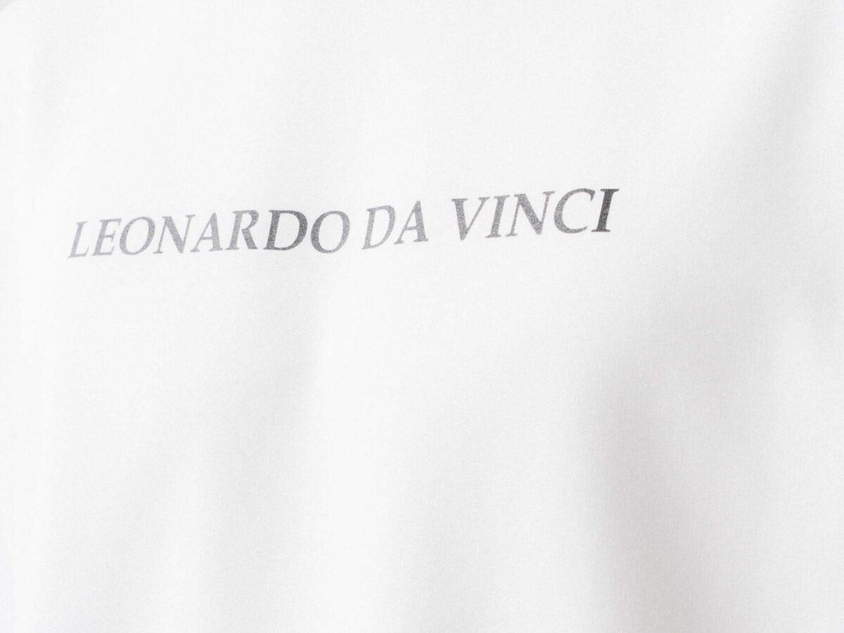 Leonardo Da Vinci Beyaz Oversize Baskılı T-Shirt