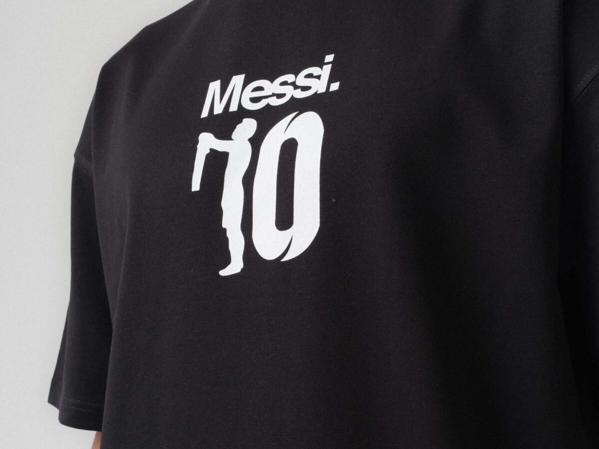 Messi 10 Siyah Oversize Baskılı T-Shirt