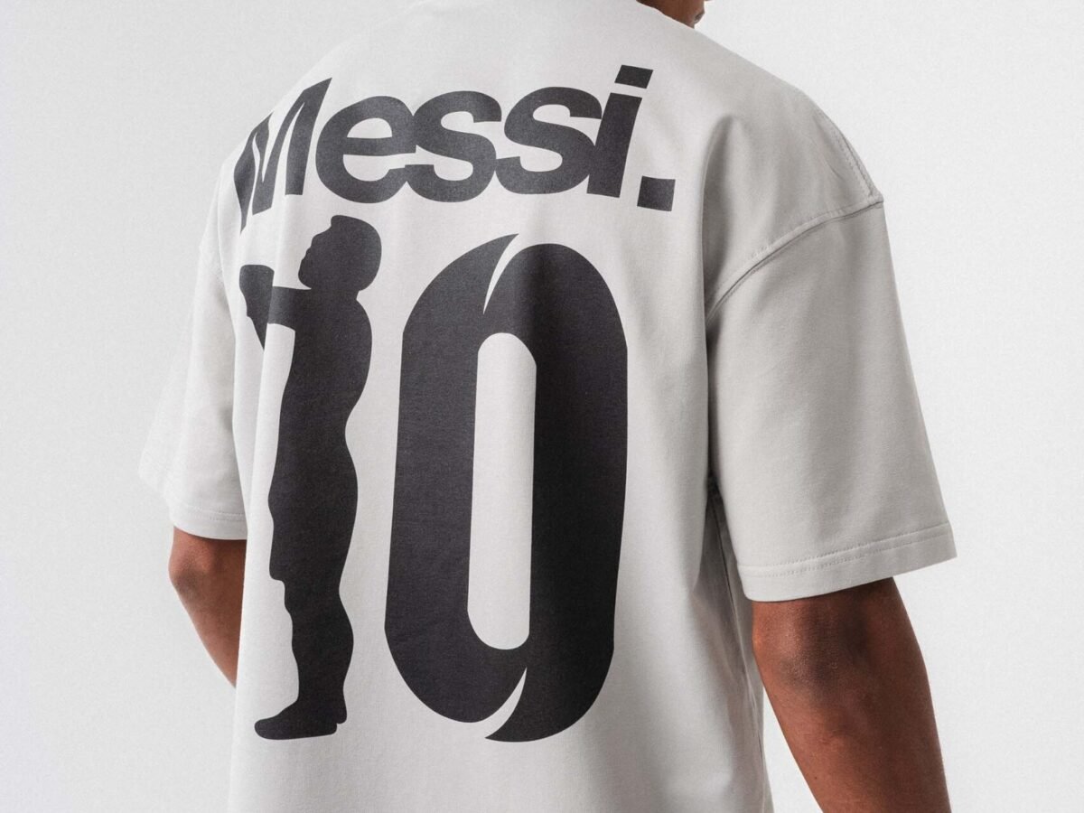 Messi 10 Gri Oversize Baskılı T-Shirt