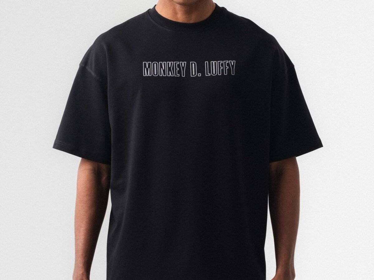 Monkey D-Luffy Baskılı Siyah Oversize Baskılı T-Shirt
