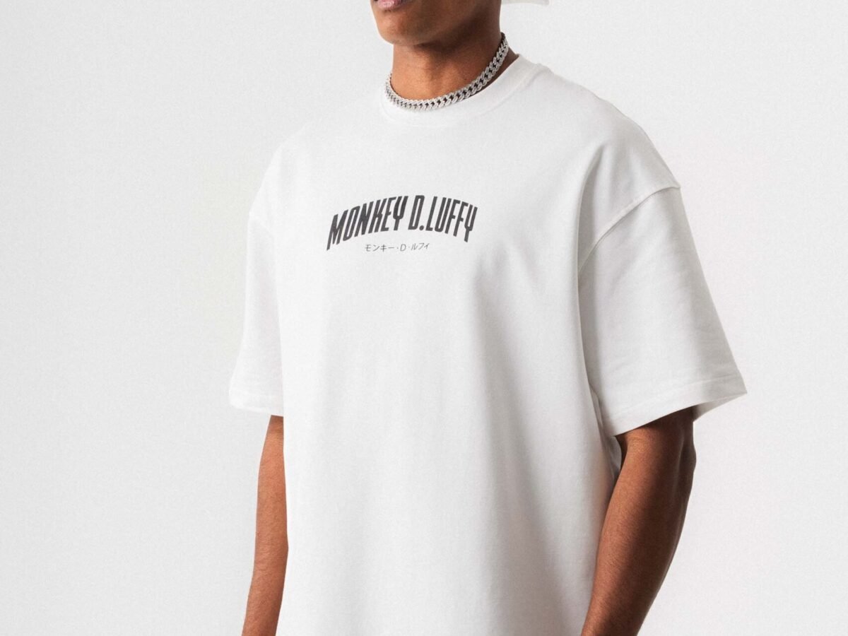 Monkey D-Luffy Baskılı Beyaz Oversize Baskılı T-Shirt