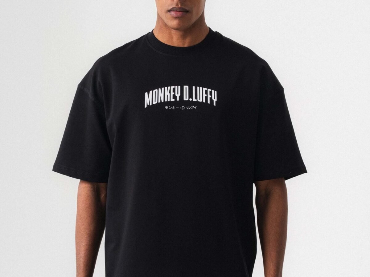 Monkey D-Luffy Baskılı Siyah Oversize Baskılı T-Shirt