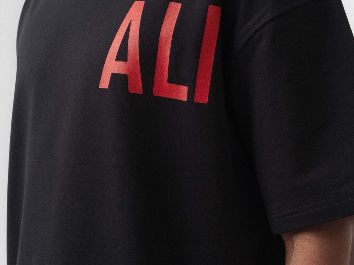 Muhammed Ali Siyah Oversize Baskılı T-Shirt