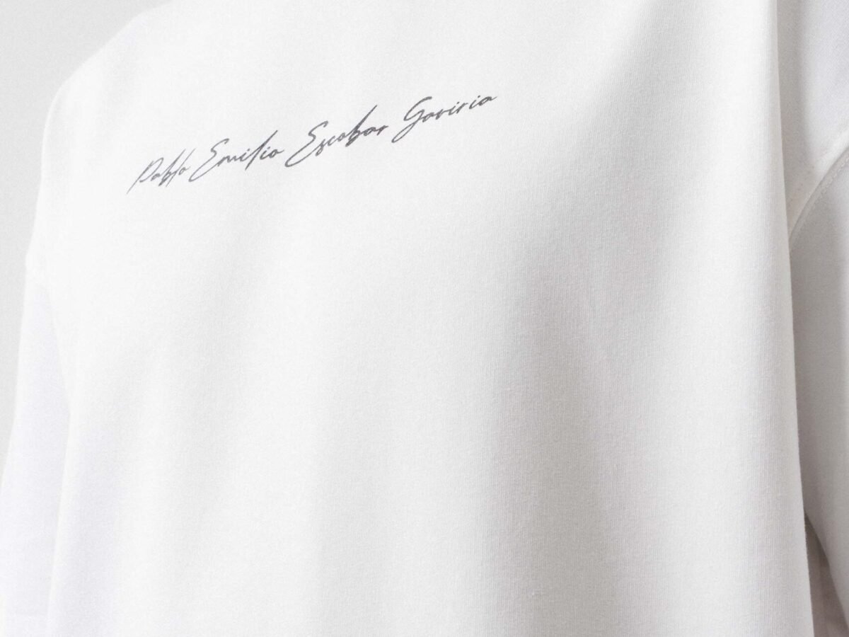 Pablo Emilio Escobar Beyaz Oversize Baskılı T-Shirt