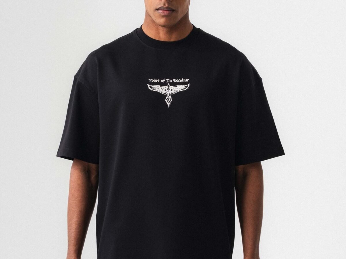 Point Of In Escobar Siyah Oversize Baskılı T-Shirt