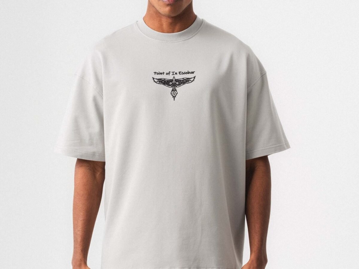 Point Of In Escobar Gri Oversize Baskılı T-Shirt