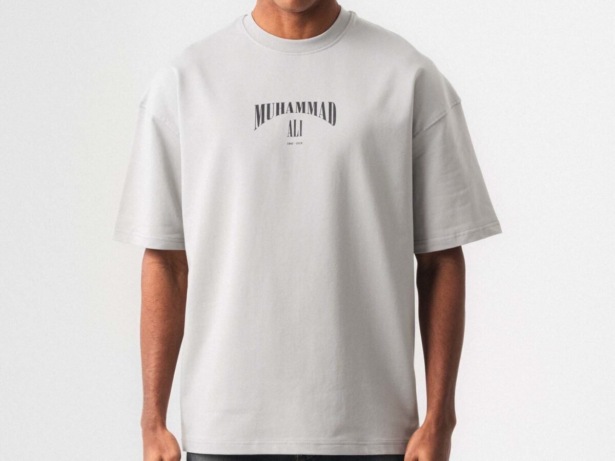 The Greatest Muhammed Ali Gri Oversize Baskılı T-Shirt