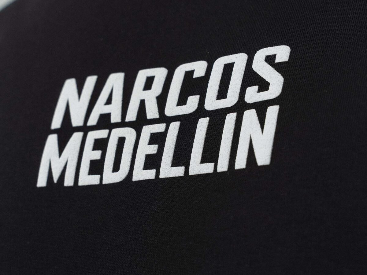 Narcos Medellin Embroidered Black Oversize Printed T-Shirt