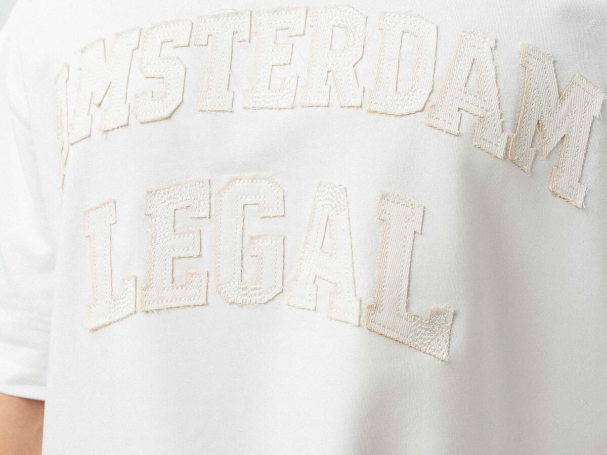 Amsterdam Legal Embroidered White Oversize Printed T-Shirt