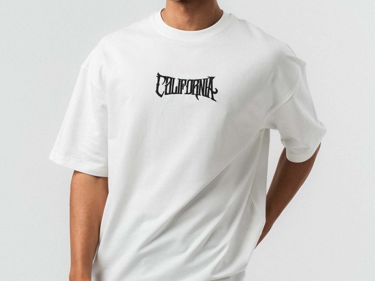 California Printed White Oversize Printed T-Shirt