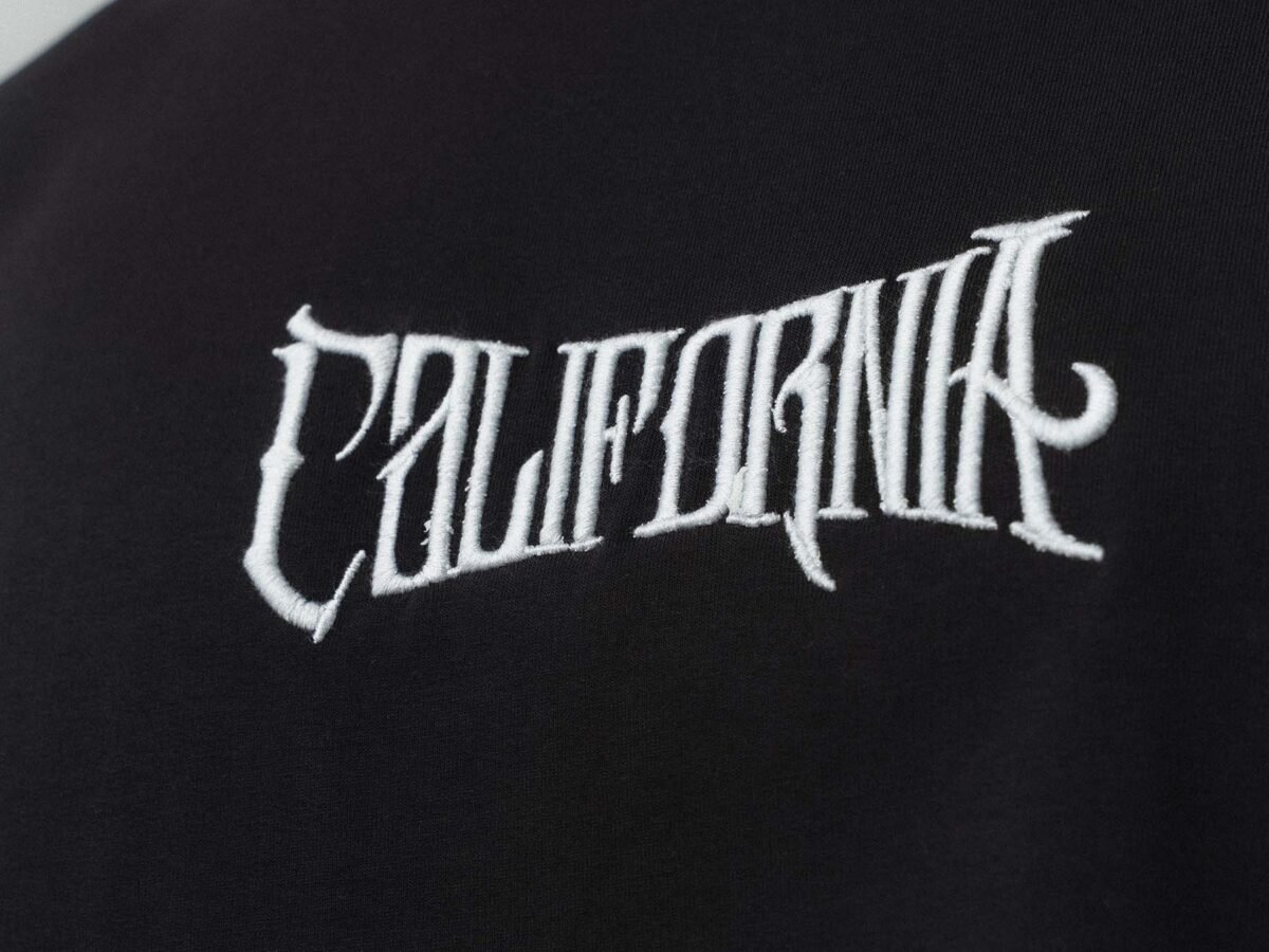 California Printed Black Oversize Printed T-Shirt