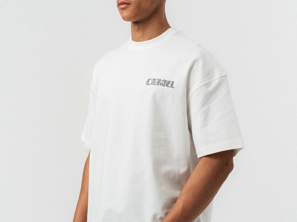 Cartel Medellin Embroidered White Oversize Printed T-Shirt