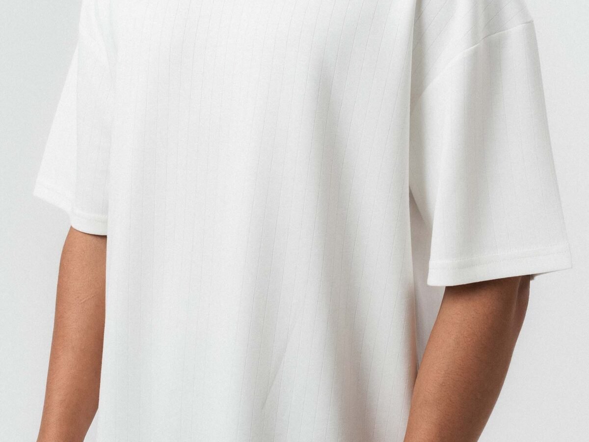 Embroidered Çizgili Premium Oversize T-Shirt White