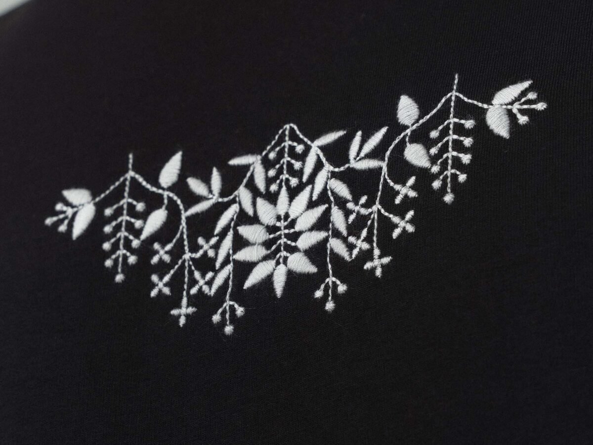 Handmade Sprit Etnik Patterned Embroidered Black Oversize Printed T-Shirt