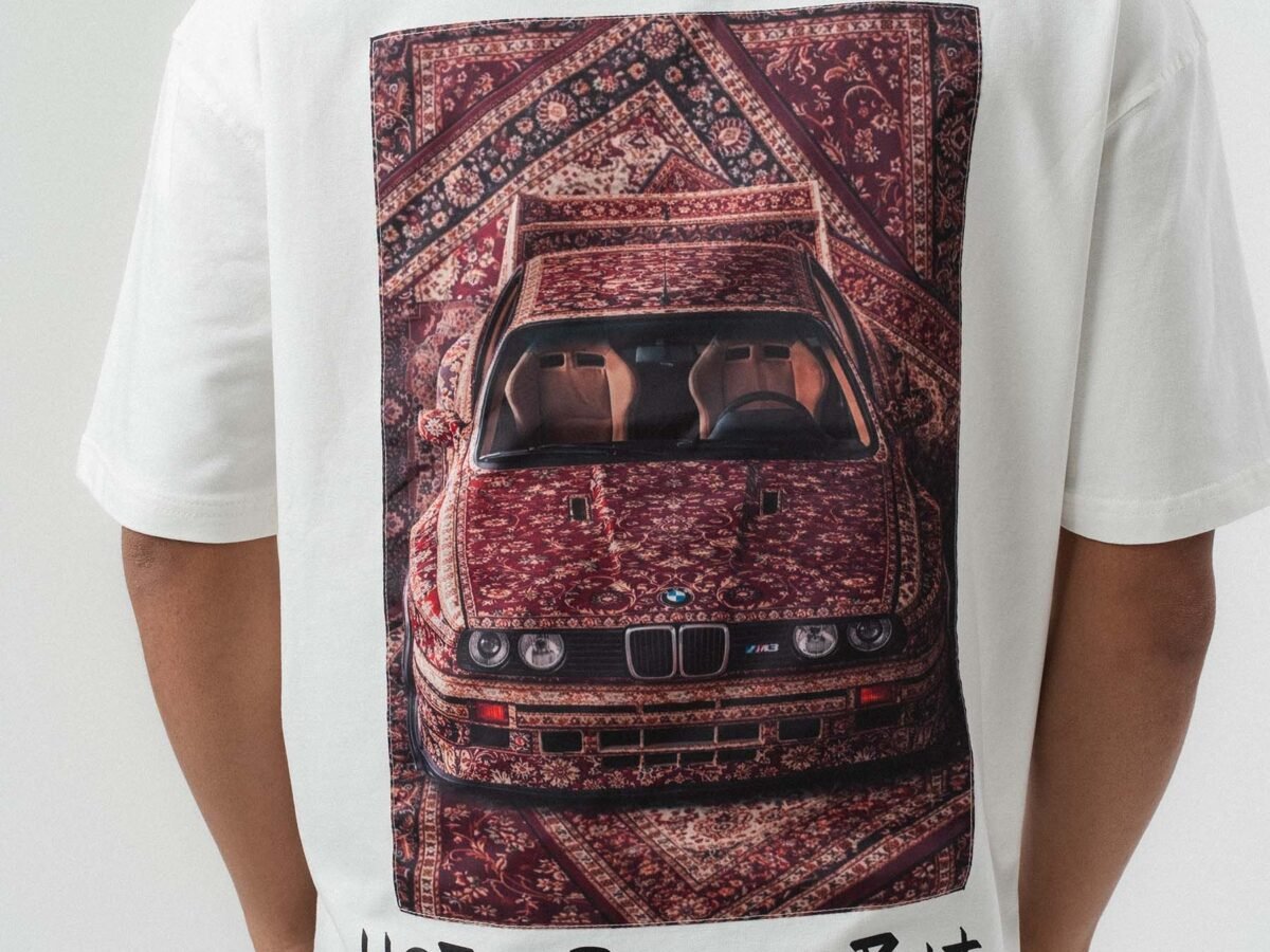 Horsepower Decorative Car Printed White Oversize Printed T-Shirt