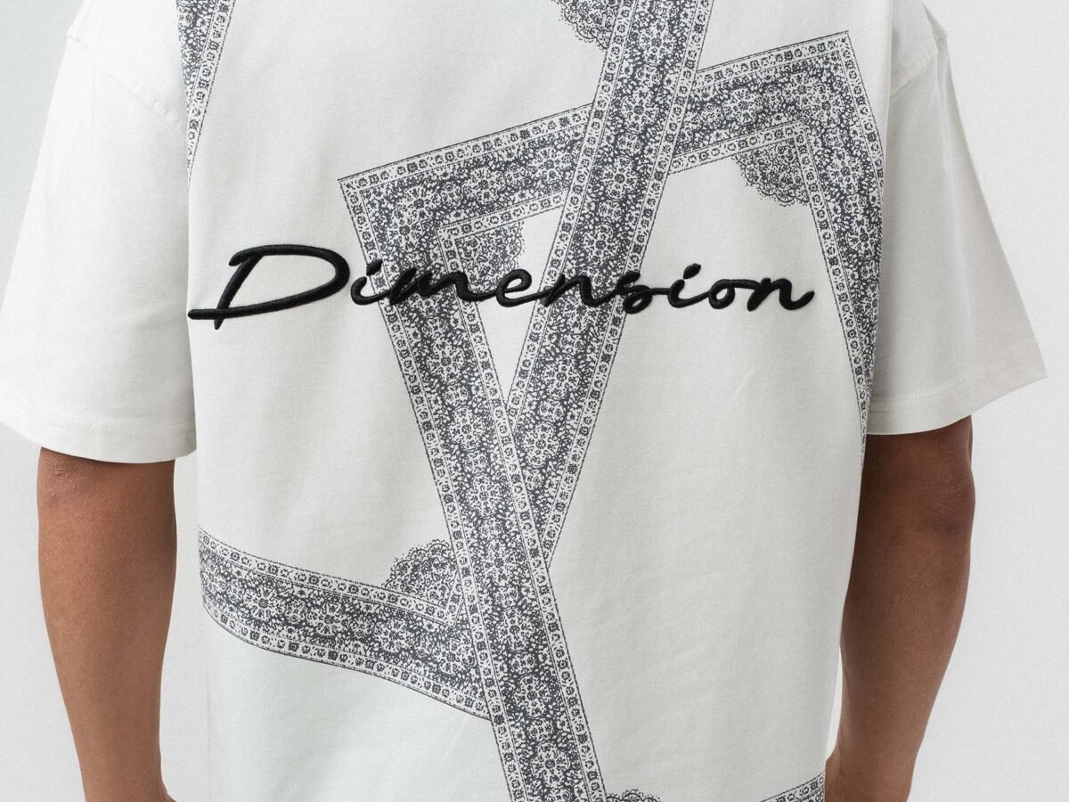 Etnik Desen Embroidered White Oversize Printed T-Shirt