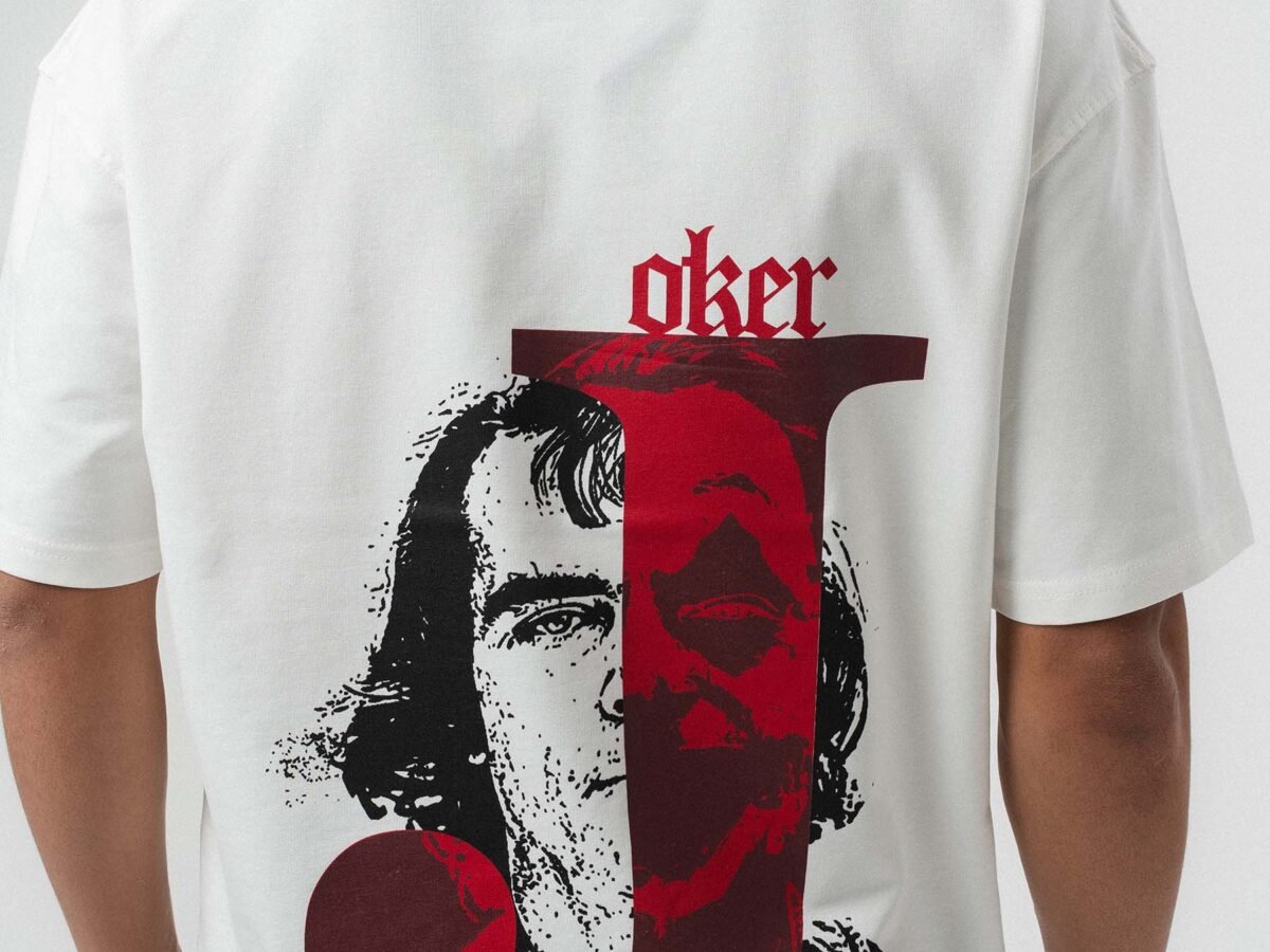 Joker Embossed White Oversize Printed T-Shirt