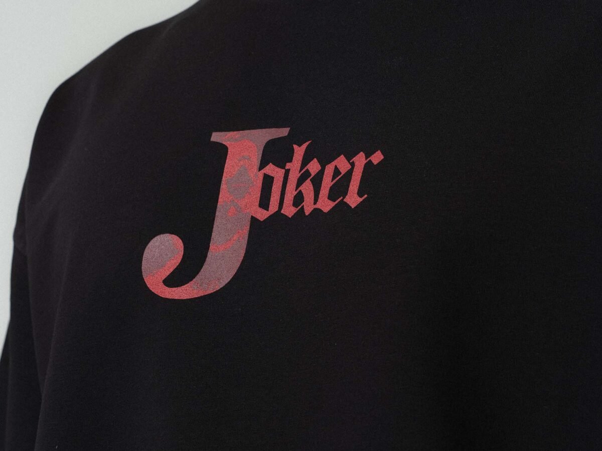 Joker Embossed Black Oversize Printed T-Shirt