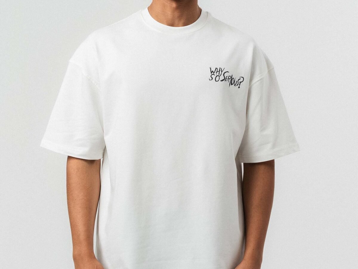 Why So Serious Embroidered White Oversize Printed T-Shirt
