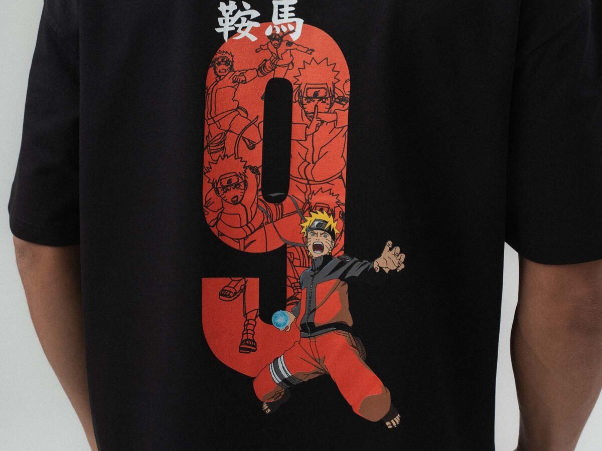 Naruto Printed Black Oversize Printed T-Shirt