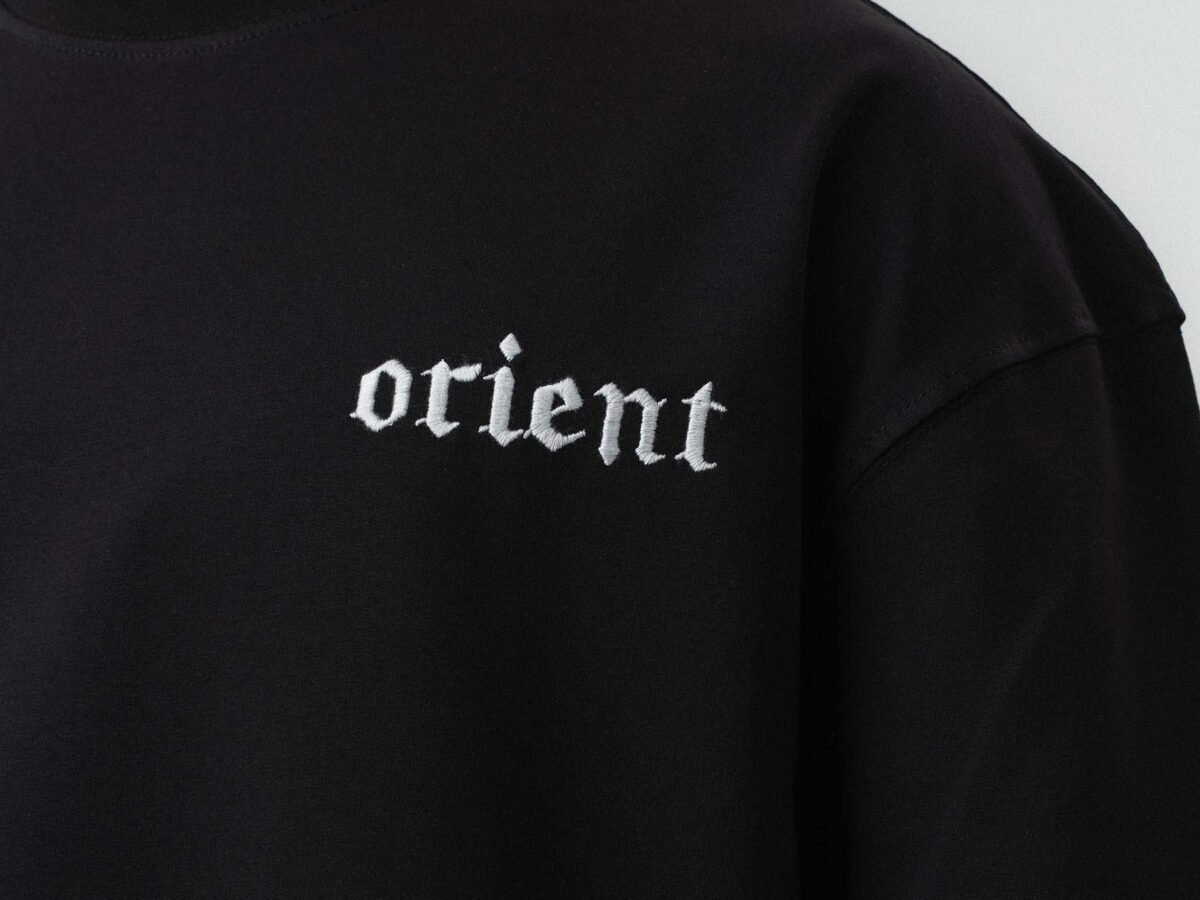 Orient Etnik Desen Embroidered Black Oversize Printed T-Shirt