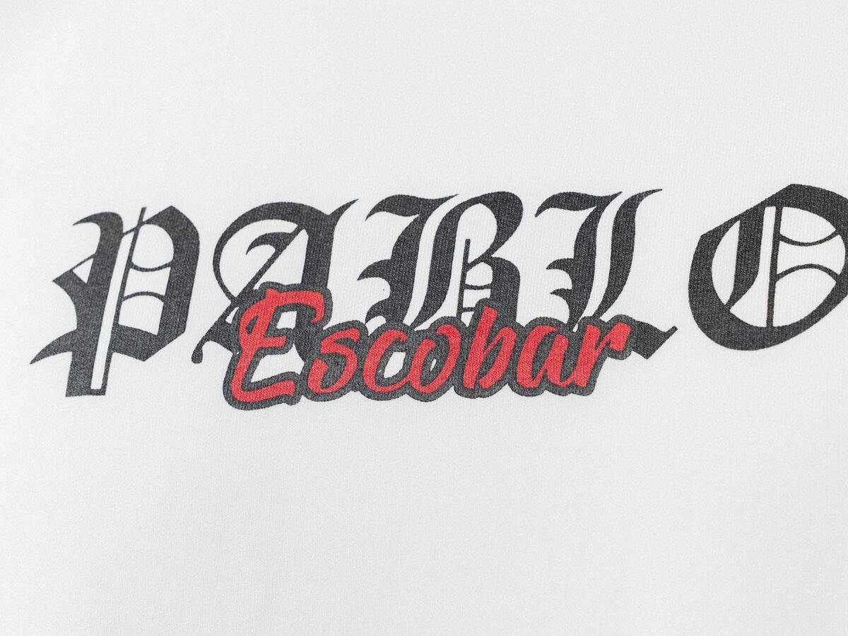 Pablo Escobar Printed White Oversize Printed T-Shirt