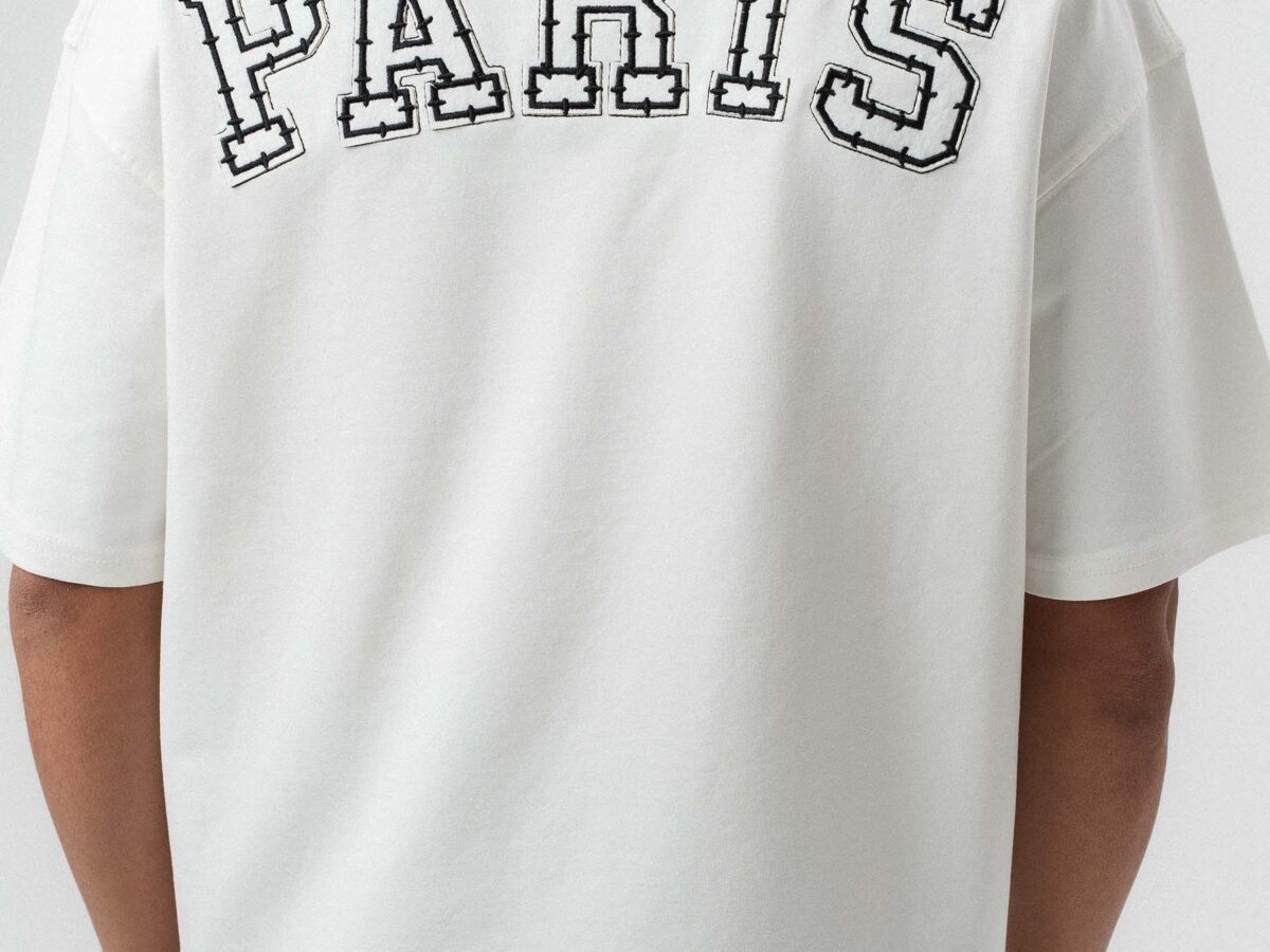 Paris Embroidered White Oversize Printed T-Shirt