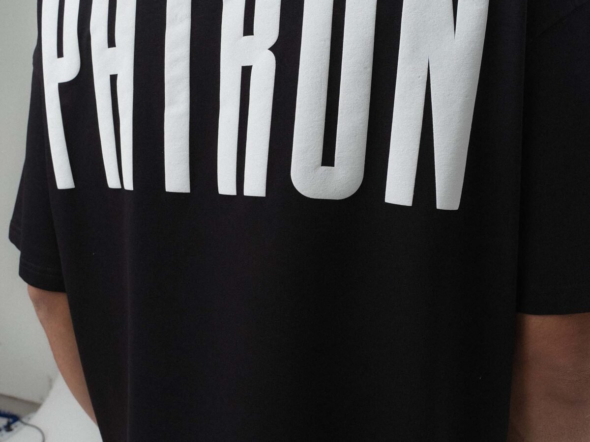 Patron Embossed Black Oversize Printed T-Shirt