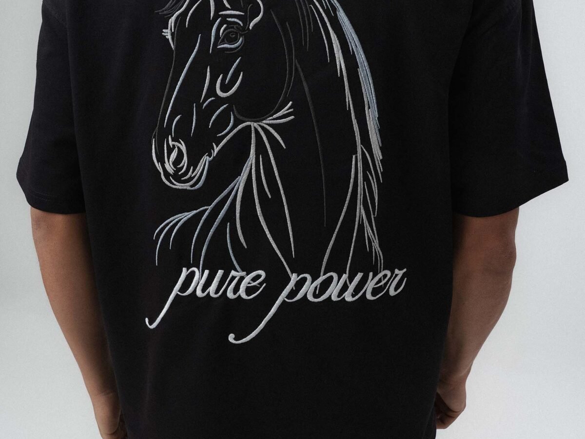 Pure Power At Printed Black Oversize Printed T-Shirt