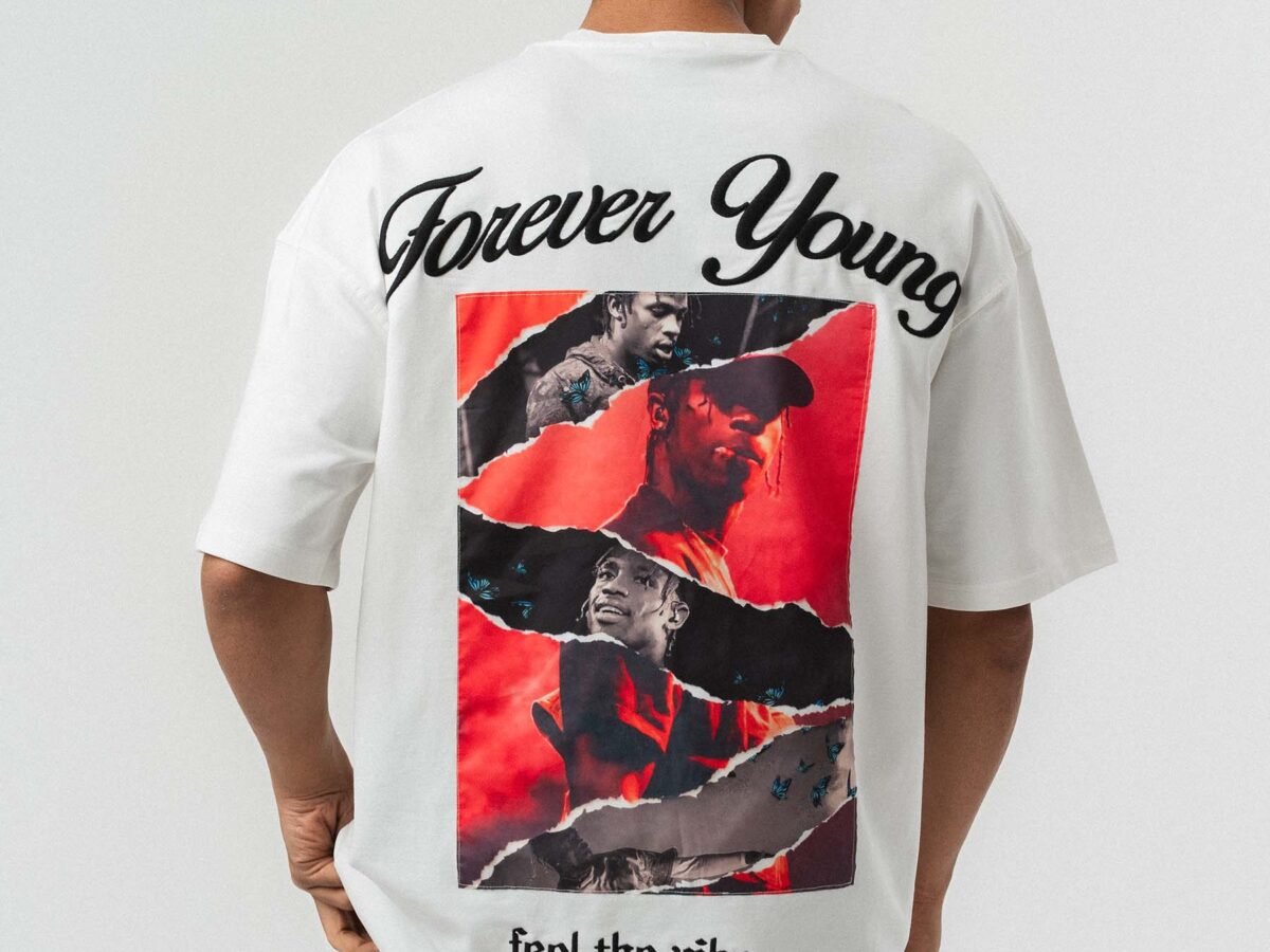 Forever Young Printed White Oversize Printed T-Shirt
