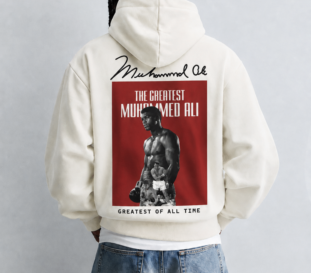 Muhammad Ali White Oversize Hoodie