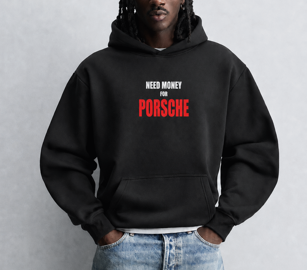 Need Money For Porsche Black Oversize Hoodie