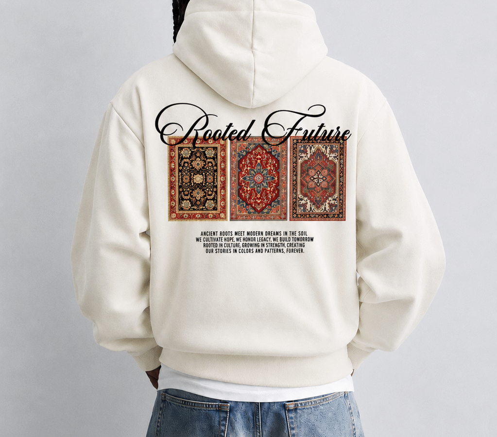 Ethnic Design - Rooted Future White Oversize Hoodie